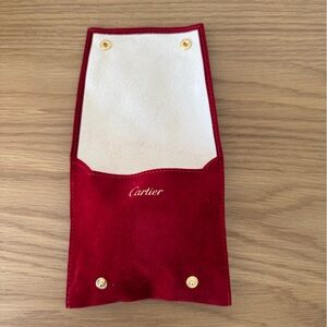 Cartier Red and White Suede Pouch